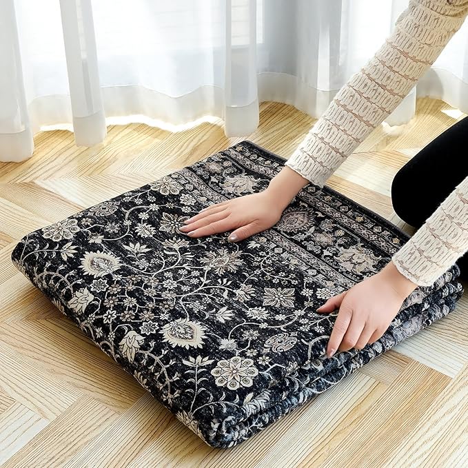 Area Rug 5x7,Boho Vintage Oriental Washable Rugs,Collapsible Area Rug for Bedroom, Entryway, Kitchen, Bathroom