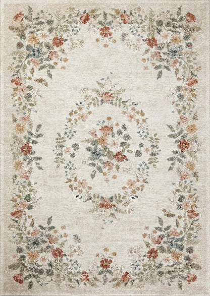 Loloi Rifle Paper Co. Laurel Collection LAU-01 Cream 2'-8" x 4' Accent Rug