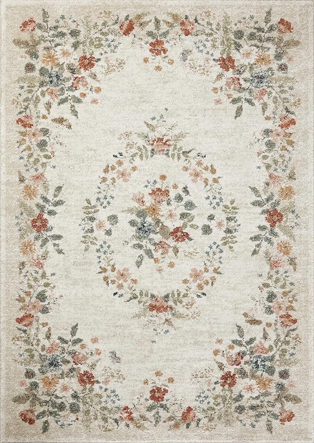 Loloi Rifle Paper Co. Laurel Collection LAU-01 Cream 2'-8" x 10' Runner Rug