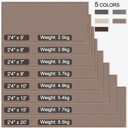 GOYLSER 5ft Kitchen Runner Rugs Non Skid Washable, Rubber Backed Absorbent Jute Kitchen Rug Carpet Sink Mat Non Slip, Light Brown
