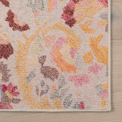 Dash & Albert INES Multi Machine Washable Rug, 3 X 5 Feet, Multicolored/Yellow Floral Pattern