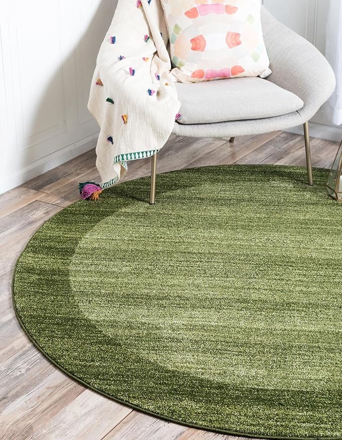 Rugs.com Angelica Collection Rug – 6 Ft Round Light Green Medium Rug Perfect for Kitchens, Dining Rooms