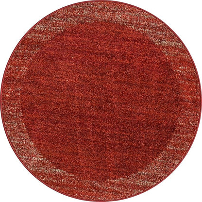 Rugs.com Angelica Collection Rug – 4 Ft Round Terracotta Medium Rug Perfect for Kitchens, Dining Rooms