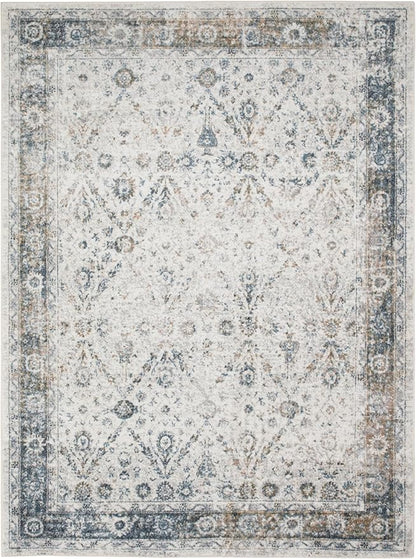 Nourison Home Astra Machine Washable Ivory Blue 5'3" x 7' Area Rug - Easy Clean, Non Shedding, Bed Room, Living Room, Dining Room, Kitchen (5' x 7')