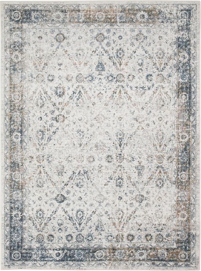 Nourison Home Astra Machine Washable Ivory Blue 4' x 6' Area Rug - Easy Clean, Non Shedding, Bed Room, Living Room, Dining Room, Kitchen (4' x 6')