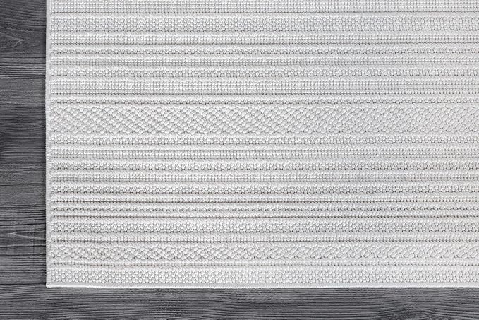 Micro Loop Indoor Rug White 8x10 Boho Geometric Neutral Area Rugs for Living Room Soft Luxury Modern Low and High Pile Durable Stain Resistant Non-Shedding Indoor Area Carpet 8 x 10
