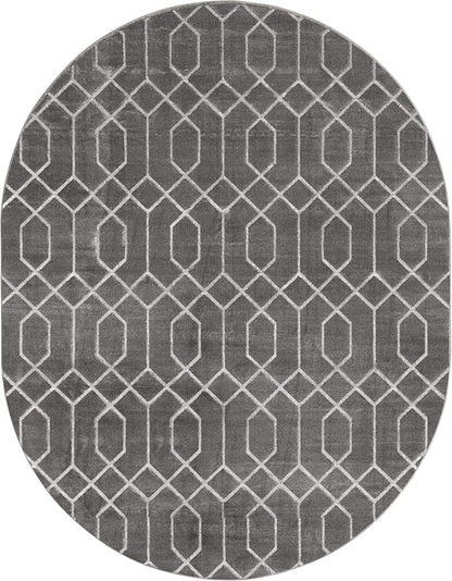 Unique Loom Marilyn Monroe Glam Collection Area Rug - Trellis (7' 10' x 10' Oval, Gray Silver/ Silver)
