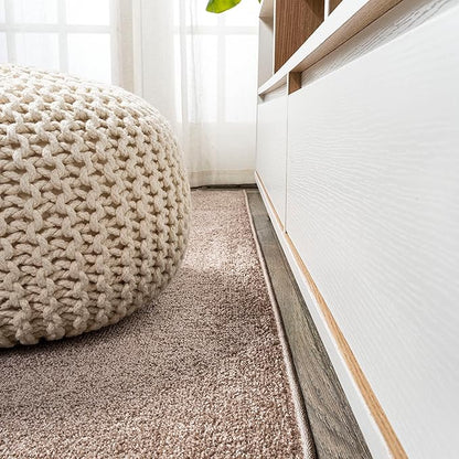 Eyely UES100J-5R Supersoft Haze Solid Low-Pile Indoor Area Rug Casual;Contemporary;Solid;Traditional, Bedroom, Kitchen, Living Room, Easy-Cleaning, Non-Shedding, 5' Round, Brown
