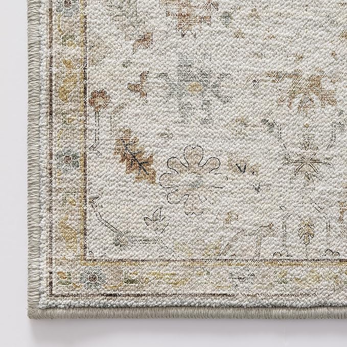 LUMI 5x8 Washable Area Rug for Living Room, Ultra Soft Traditional Vintage Rugs Non Slip with Rubber Backing, Low Profile, High Traffic, Stain Resistant Carpets, Ideal for Bedroom, Dining Room, Indoor