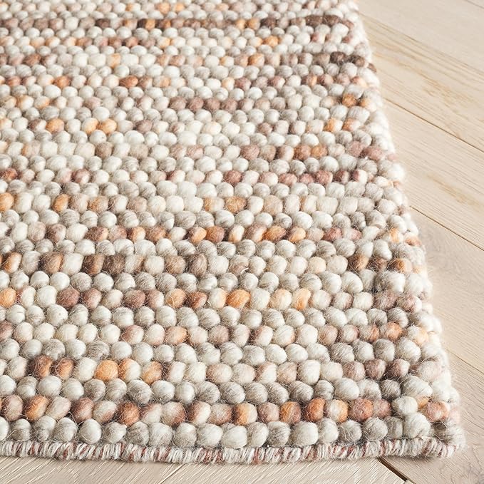 SAFAVIEH Natura Collection Area Rug - 6' Square, Dark Brown & Beige, Handmade Wool Blend, Textured Design, Ideal for Living Room, Bedroom, Dining Space (NAT620E)