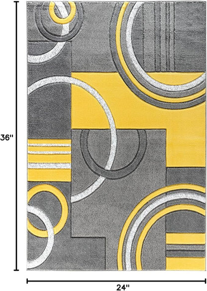 GLORY RUGS Area Rug Modern Soft Hand Carved Contemporary Floor Carpet with Premium Fluffy Texture for Indoor Living Dining Room and Bedroom Area (2x3, Yellow)