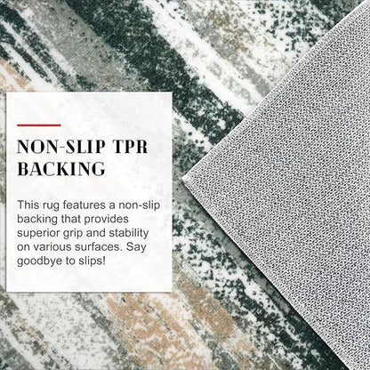 Modern Abstract Entryway Rug Indoor 2x3 Washable Rug Non-Slip Soft Small Area Rug Forest Green Kitchen Mats Thin Print Faux Wool Floor Carpet Throw Rugs for Entrance Bedroom