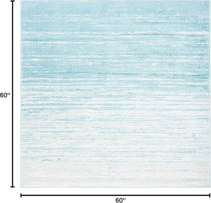 SAFAVIEH Adirondack Collection Area Rug - 5' Square, Aqua & Ivory, Modern Ombre Design, Non Shedding & Easy to Clean, Ideal for Living Room, Bedroom, Office, Dining Space (ADR113J)