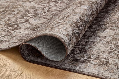 Loloi Amber Lewis Josie Collection JOS-02 Earth/Natural 5'-0" x 7'-6", .13" Pile Height, Low Profile, Machine Washable, Accent Rug