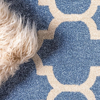 Rugs.com Lattice Collection Rug – 7' x 10' Light Blue Medium Rug Perfect for Bedrooms, Dining Rooms, Living Rooms