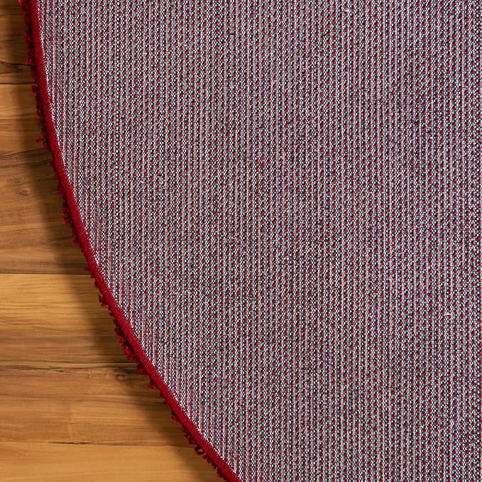Unique Loom Solid Shag Collection Area Rug (5' 3" Round, Cherry Red)
