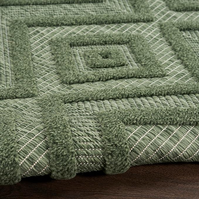 Nourison Home Versatile Green 8' x 10' Area Rug - Easy Clean, Non Shedding, Bed Room, Living Room, Dining Room, Kitchen (8' x 10')