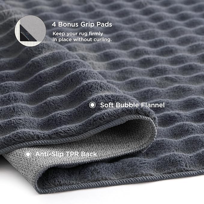 Bedsure 5x7 Fluffy Area Rugs for Living Room, Machine Washable Rugs, Non-Slip Backing, Non-Shedding, Pet Friendly Throw Rug for Bedroom Dining Room, Grey