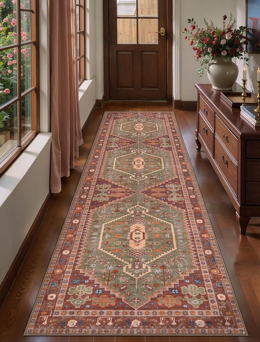 Ciicool Washable 2x8ft Runners Area Rug for Hallways, Ultra Soft Boho Runner Non-Slip Vintage Oriental Long Carpet for Kitchen Bedroom Laundry Bathroom