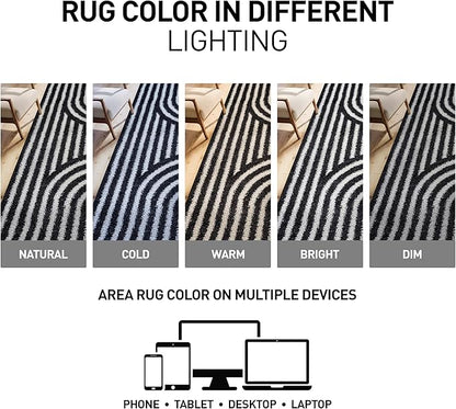 Rugshop Abstract Arch Shag Area Rug Anthracite Dark Gray 4' x 6' Ideal for Small Living Rooms, Offices, or Beside The Bed