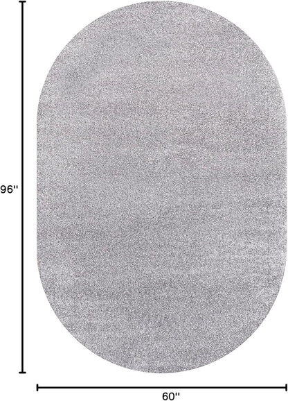 Eyely UES100A-5OV Supersoft Haze Solid Low-Pile Indoor Area Rug, Coastal, Bohemian, Minimalist, Classic, Casual for Bedroom,Kitchen,Living Room,Non Shedding,Easy-Washing, Gray, 5 X 8 Oval