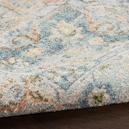 Nourison Home Astra Machine Washable Beige Blue 2'2" x 8' Area Rug - Easy Clean, Non Shedding, Bed Room, Living Room, Dining Room, Kitchen (8' Runner)