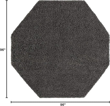 Unique Loom Solid Shag Collection Area Rug (8' Octagon, Graphite Gray)