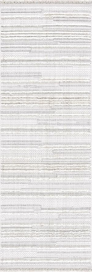 Hauteloom Dishman Living Room, Bedroom Area Rug - Farmhouse - Cream, Light Gray - 18" x 18" Sample