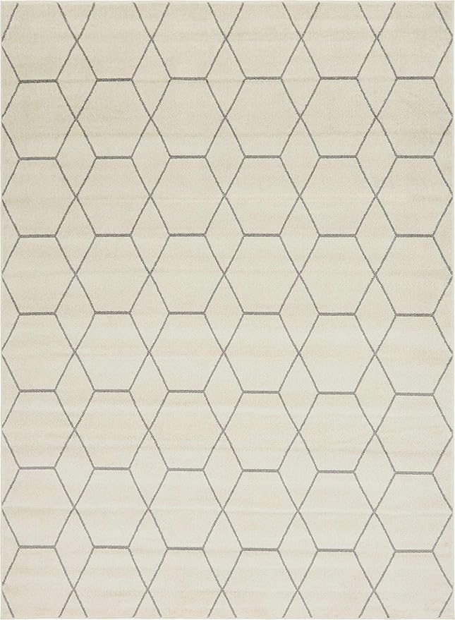 Unique Loom Trellis Frieze Collection Area Rug - Geometric (9' x 12' 2", Ivory/ Gray)