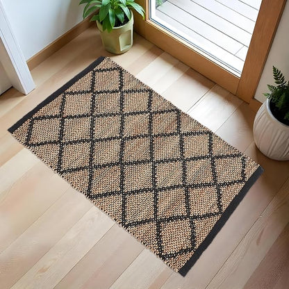 REDEARTH · Jute Cotton Area Rug - 2'x3' Rectangular Rug, Sustainable Handwoven, Non-Shedding, Soft & Durable – Reversible, Neutral Tones for Home Décor in Living Room, Dining Room, Bedroom