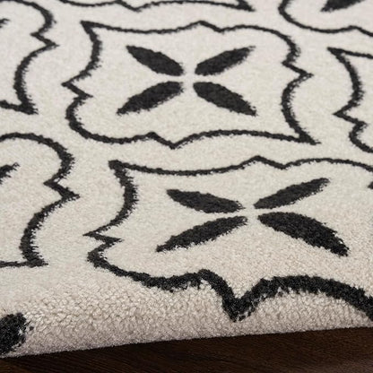 Nourison Home Nourison Essentials Ivory Black 8' x 10' Area Rug - Easy Clean, Non Shedding, Bed Room, Living Room, Dining Room, Kitchen (8' x 10')