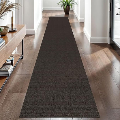 EARTHALL Washable Runner Rug 2x10 Ft Non Slip Runners for Hallways Long Cotton Rubber Backed Kitchen Runner Braided Indoor Floor Carpet Runners for Entryway, Hallway, Kitchen, Taupe/Coffee