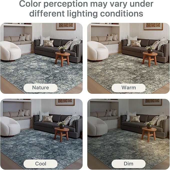 GENIMO Runner Rug 2'6''x6 Non Slip Machine Washable Vintage Hallway Runner Rug, Low Pile Lightweight Rugs for Entryway, Hallway, Kitchen and Corridor, Ashen Taupe