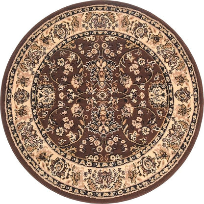 Unique Loom Sialk Hill Collection Area Rug - Washington (4' 1" Round Brown/Black)