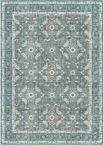 WITSHOCK Living Room Area Rugs 7x9: Soft Non-Slip Backing Washable Rugs Vintage Large Carpet for Bedroom Office Dining Room Kitchen Stain Resistant Home Decor Rug