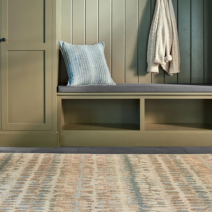 Dash and Albert Paint Chip Machine Washable Area Rug - Runner - 2.5' x 8' Natural - Geometric Accent Rug - Anti-Slip Backing, Lightweight, Machine Washable, High Traffic Areas Kitchen, Mudroom