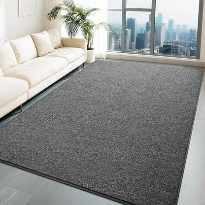 HQAYW 5x7 Area Rugs for Living Room Bedroom, Modern Thickened Memory Foam Soft Rug, Indoor Low Pile Minimalist Washable Non Slip Carpets for Kids Girls Boys Nursery Dorm Home Decor, Dark Grey