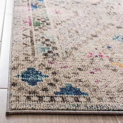 SAFAVIEH Madison Collection Runner Rug - 2'2" x 22', Grey & Yellow, Boho Diamond Distressed Design, Non-Shedding & Easy Care, Ideal for High Traffic Areas in Living Room, Bedroom (MAD418F)