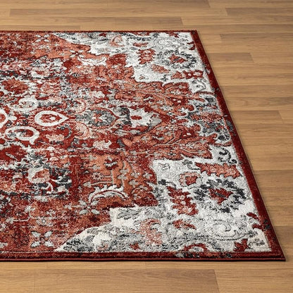 LUXE WEAVERS Moroccan Red 5x7 Medallion Area Rug for Living Rooms
