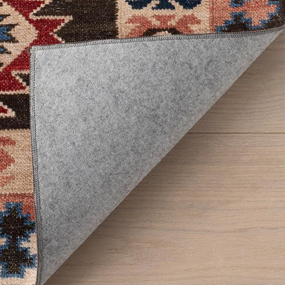 Dash & Albert Balsam Kilim Multi Machine Washable Rug, 8.5 X 11.5 Feet, Red Geometric Pattern