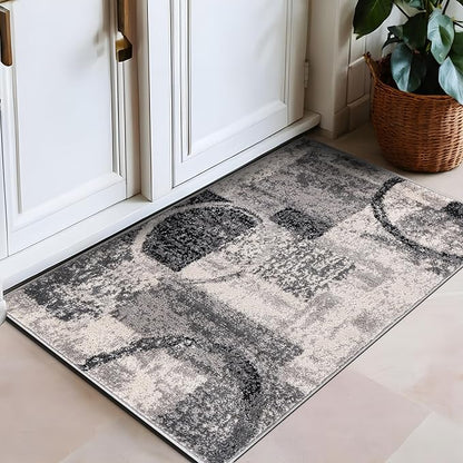 Rugshop Contemporary Abstract Circle Design Soft Area Rug 2' x 3' Cream
