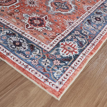 Dripex 9x12 Area Rugs - Stain Resistant Washable Rug Distressed Rugs for Living Room Dining Room Bedroom Anti-Slip Low-Pile and Soft Accent Rug Farmhouse Office Home Decor, Pet & Child Friendly