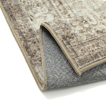 Sage Area Rug 8x10 for Living Room Washable Vintage Carpet Low Pile Non Slip Distressed Soft Traditional Retro Oriental Large Accent Throw Rug Office Bedroom Dining Room Playroom