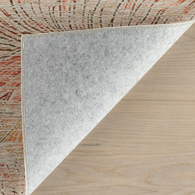 Dash & Albert Zell Multi Machine Washable Rug, 5 X 8 Feet, Multicolored/Tan Floral Pattern