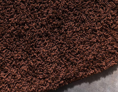 Unique Loom Solid Shag Collection Area Rug (6' 1" Round, Chocolate Brown)