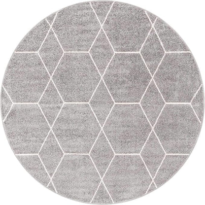 Unique Loom Trellis Frieze Collection Area Rug - Geometric (6' Round, Light Gray/ Ivory)