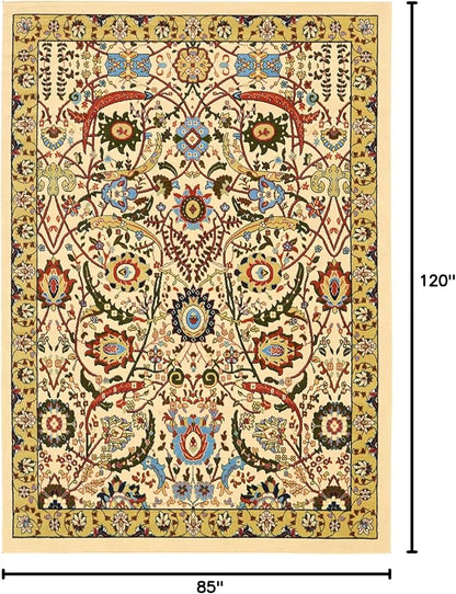 Unique Loom Espahan Collection Area Rug - Cape Cod (7' 1" x 10' Rectangle, Cream/ Black)