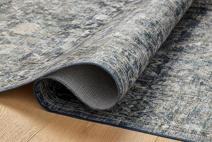 Loloi Amber Lewis Josie Collection JOS-01 Ocean/Natural 2'-6" x 10'-0", .13" Pile Height, Low Profile, Machine Washable, Runner Rug
