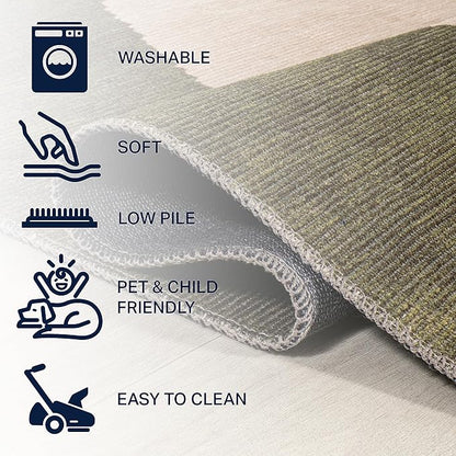 JONATHAN Y Machine Washable Green/Cream Indoor Area Rug 3X5 ft, Cirkel Minimalist Geometric Dot for Living Room, Bedroom, Kitchen, Office, Easy-Cleaning, Pet-Friendly, Non-Shedding WSH113B-3