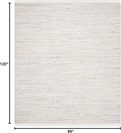 SAFAVIEH Rag Rug Collection Area Rug - 8' x 10', Ivory & Multi, Handmade Boho Stripe Cotton, Ideal for High Traffic Areas in Living Room, Bedroom (RAR121G)